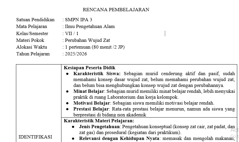 RPP IPA SMP Pembelajaran Mendalam